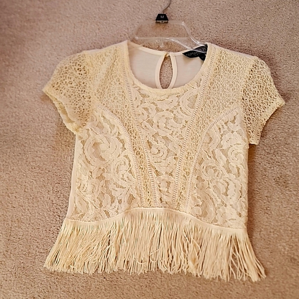 Cream lace crop top Topshop
